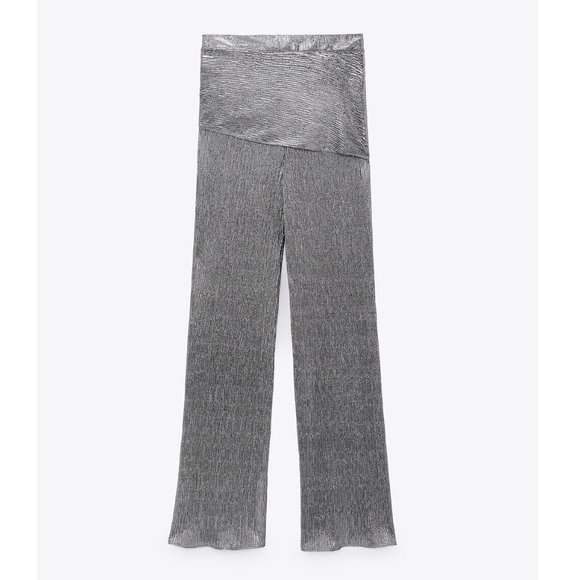 BLOGGER'S FAVE! Zara Limited Edition Sparkly Silver Wrap Front Pants SZ XS NWT - Picture 13 of 14